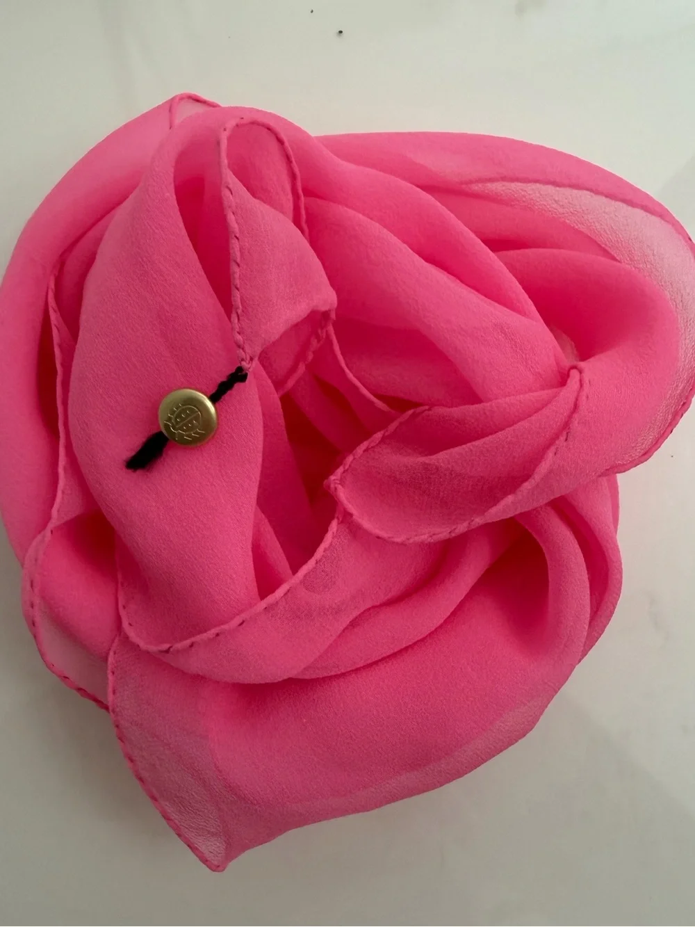 VTG Vera Neumann Hot Pink Sheer Silk Scarf - Hand Rolled Hem Rare find 50’s-60’s